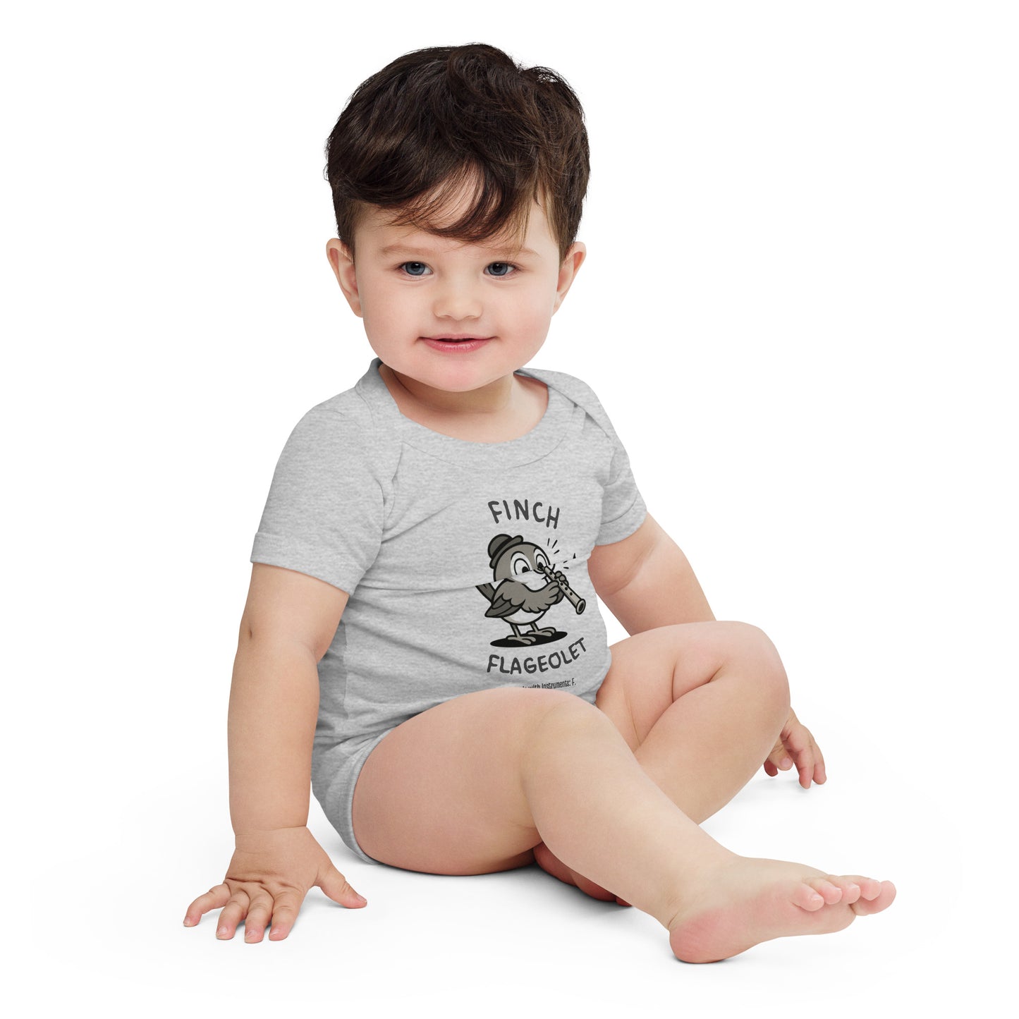 Finch / Flageolet -- "Animals with Instruments" Baby One-piece