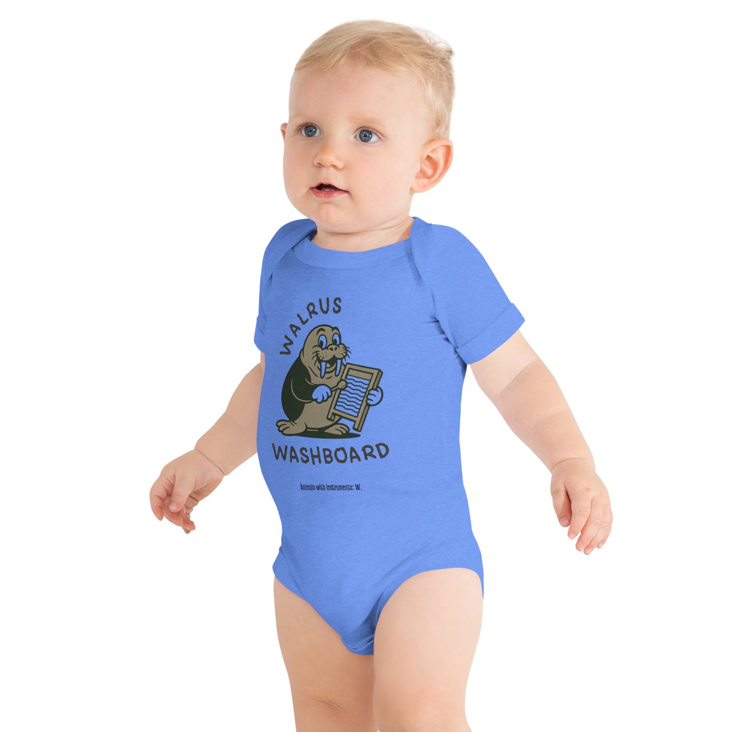 Walrus / Washboard -- "Animals with Instruments" Baby One-piece