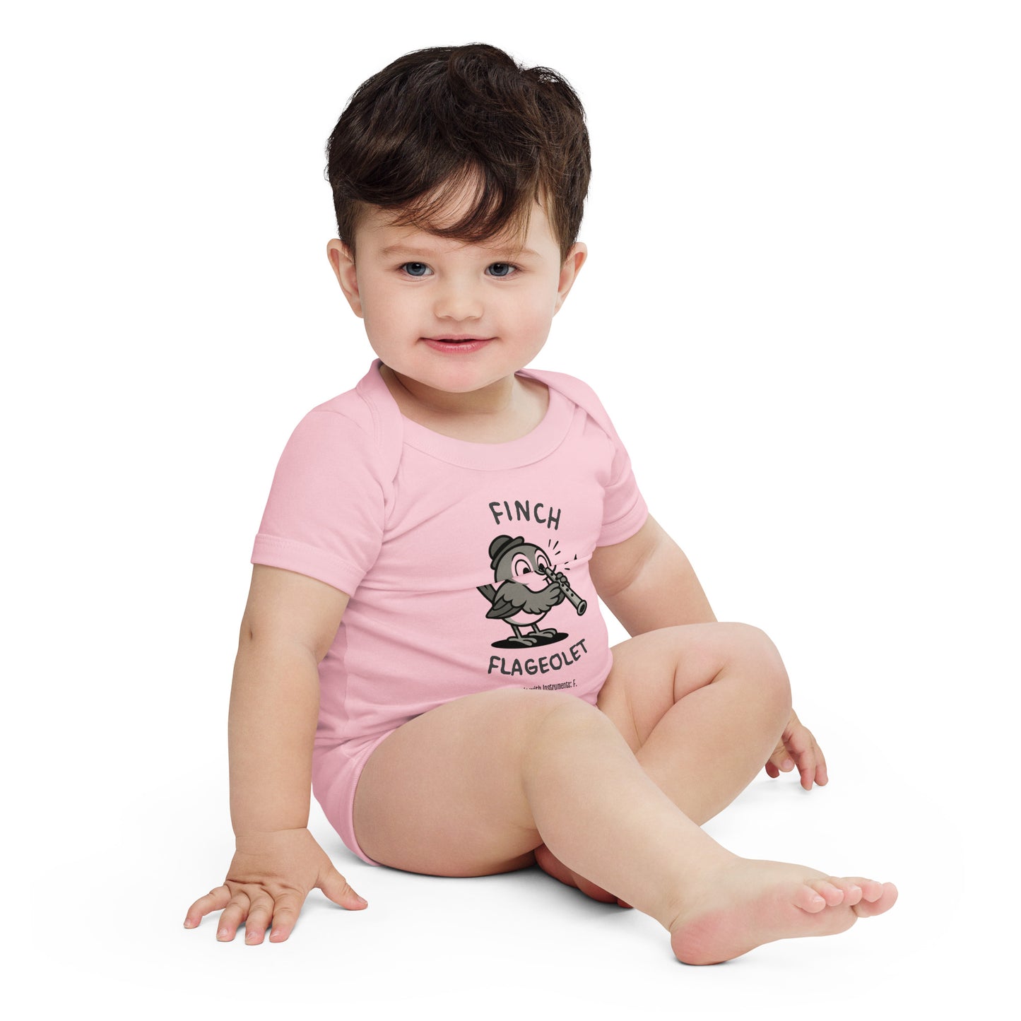 Finch / Flageolet -- "Animals with Instruments" Baby One-piece
