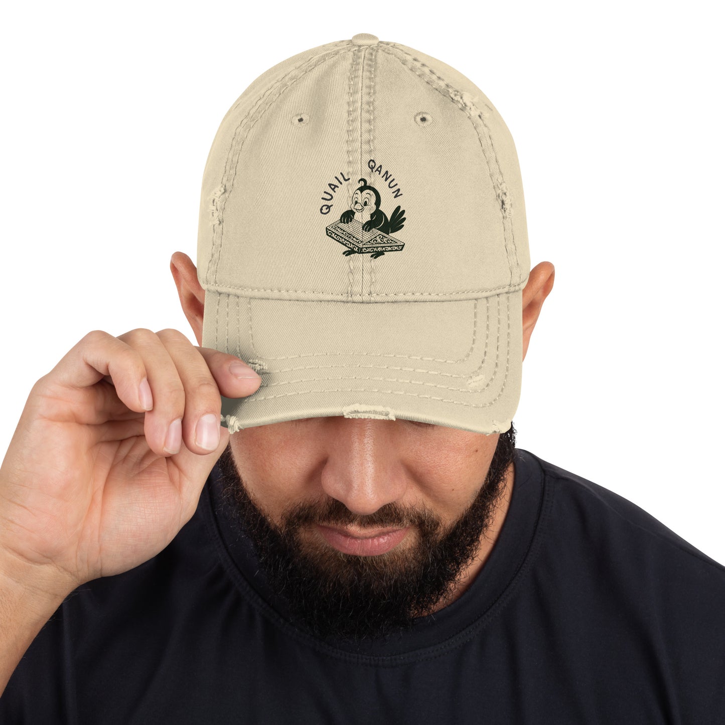 Quail / Qanun -- "Animals with Instruments" Distressed Hat