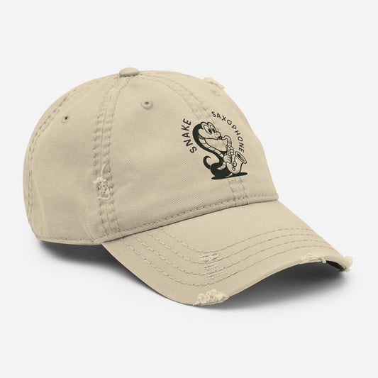 Snake / Saxophone -- "Animals with Instruments" Distressed Hat