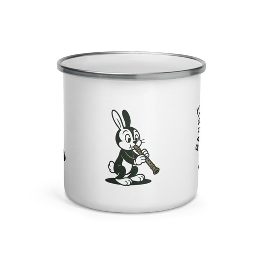 Rabbit / Recorder -- "Animals with Instruments" Enamel Mug, 12 oz