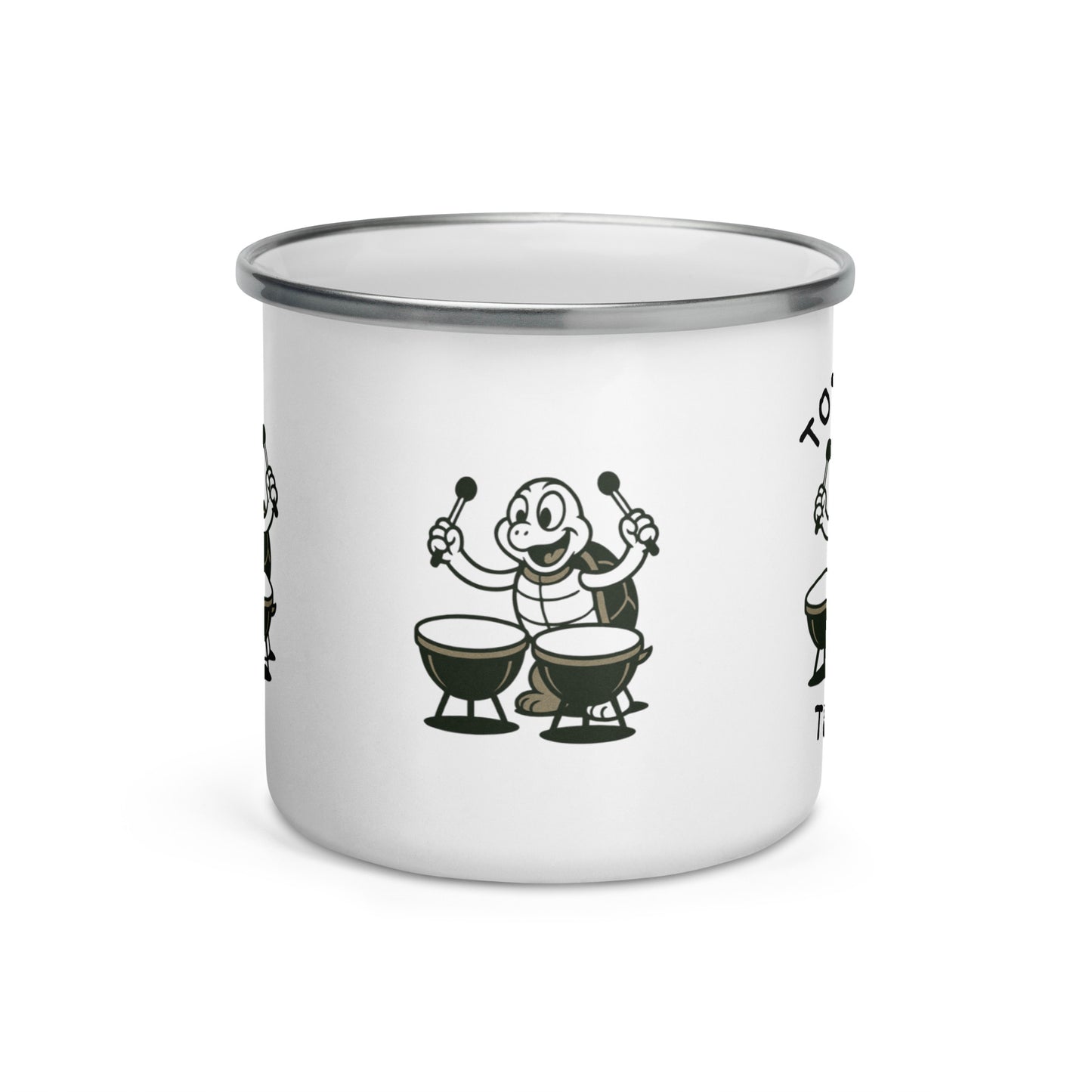Tortoise / Timpani -- "Animals with Instruments" Enamel Mug, 12 oz