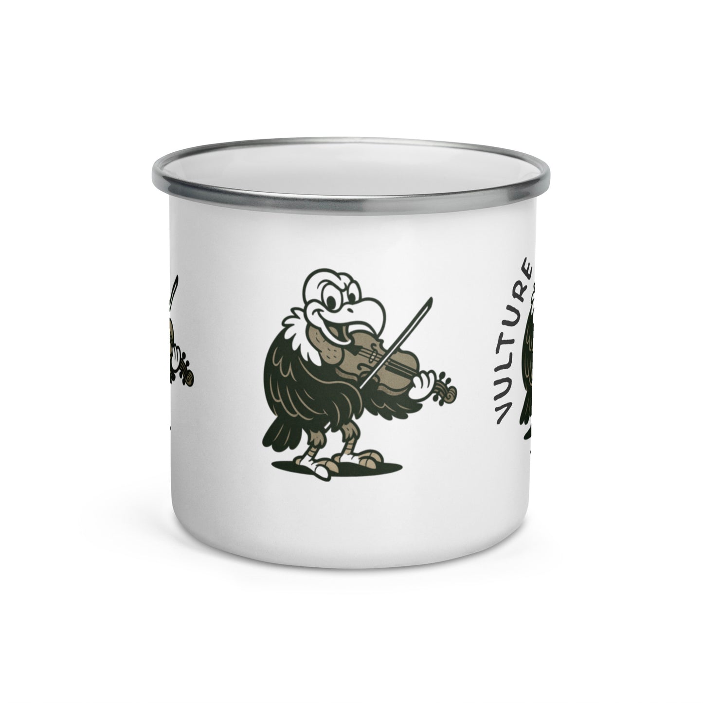 Vulture / Viola -- "Animals with Instruments" Enamel Mug, 12 oz