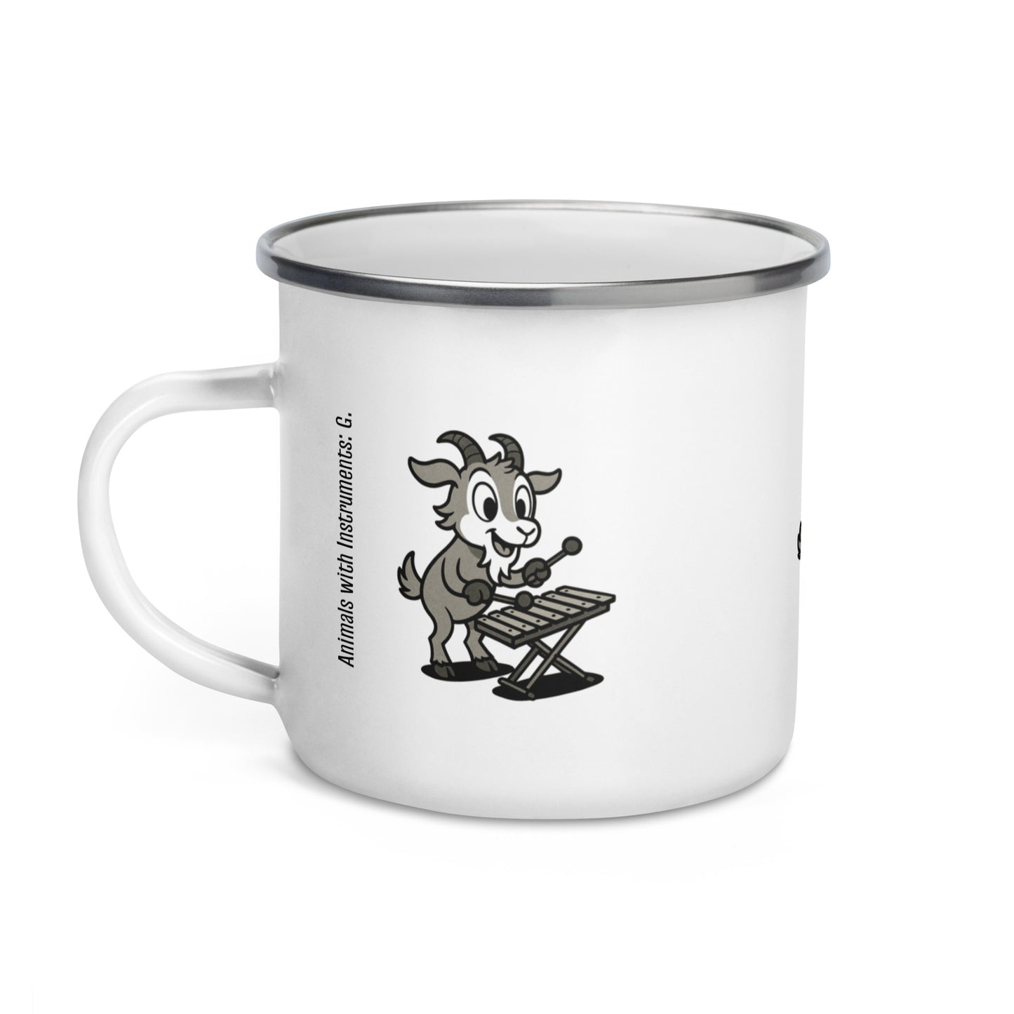 Goat / Glockenspiel -- "Animals with Instruments" Enamel Mug, 12 oz