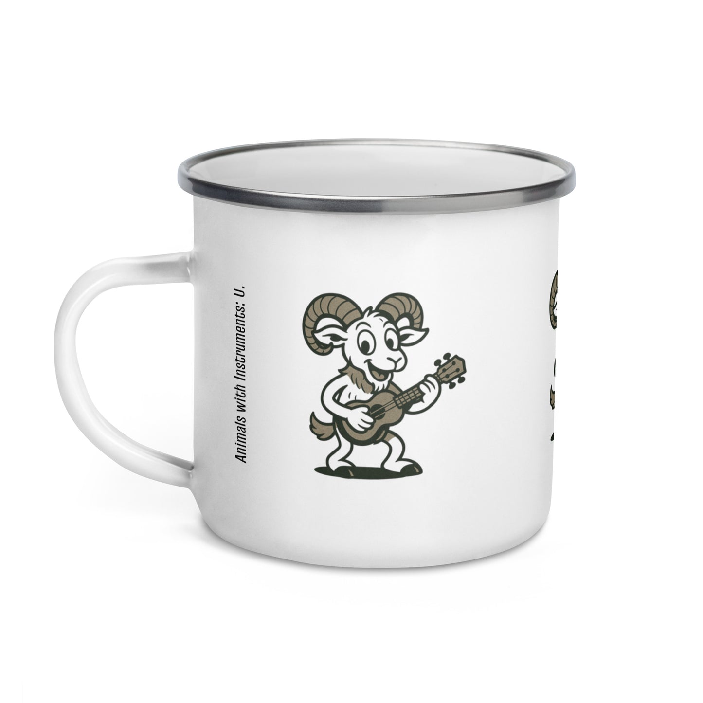 Urial / Ukulele -- "Animals with Instruments" Enamel Mug, 12 oz