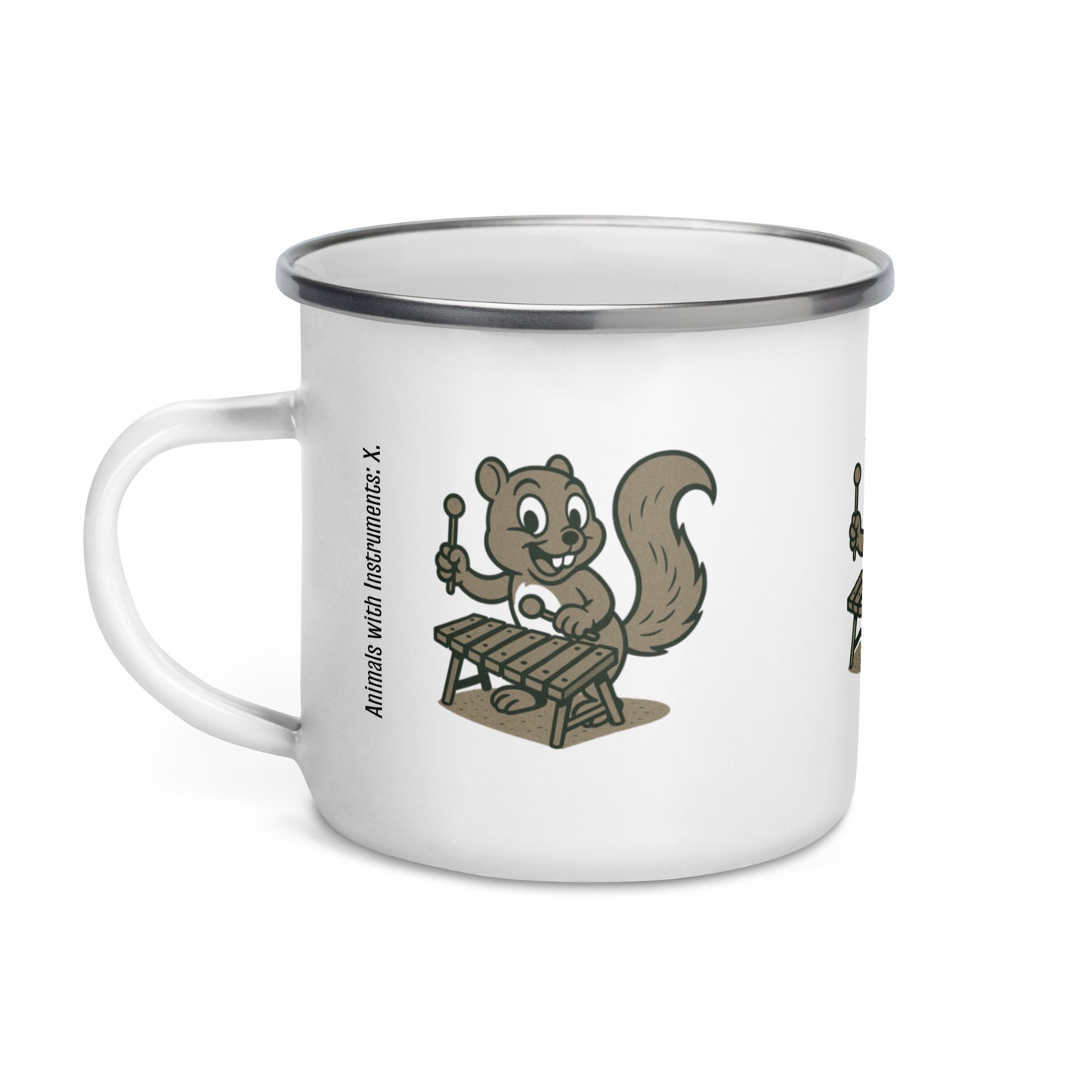 Xerus / Xylophone -- "Animals with Instruments" Enamel Mug, 12 oz