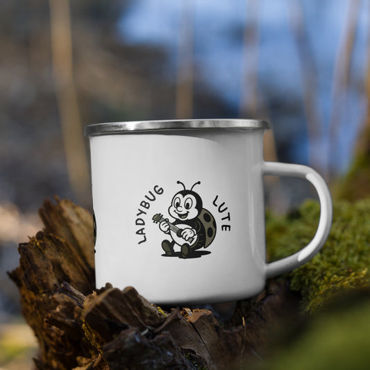 Ladybug / Lute -- "Animals with Instruments" Enamel Mug, 12 oz