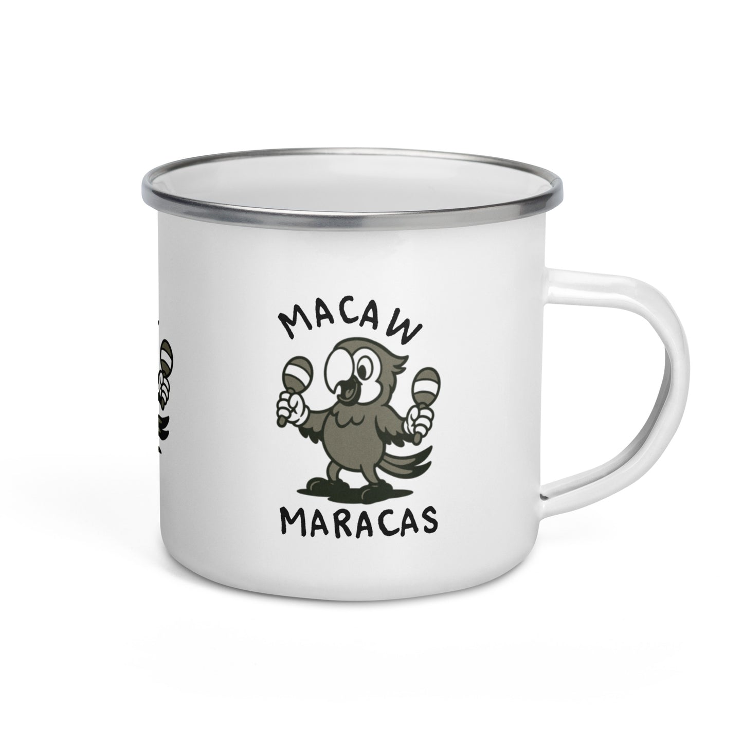 Macaw / Maracas -- "Animals with Instruments" Enamel Mug, 12 oz