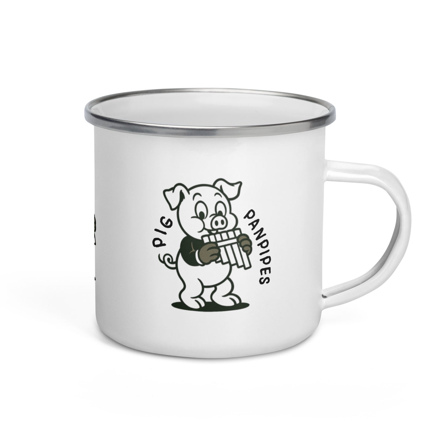 Pig / Panpipes -- "Animals with Instruments" Enamel Mug, 12 oz