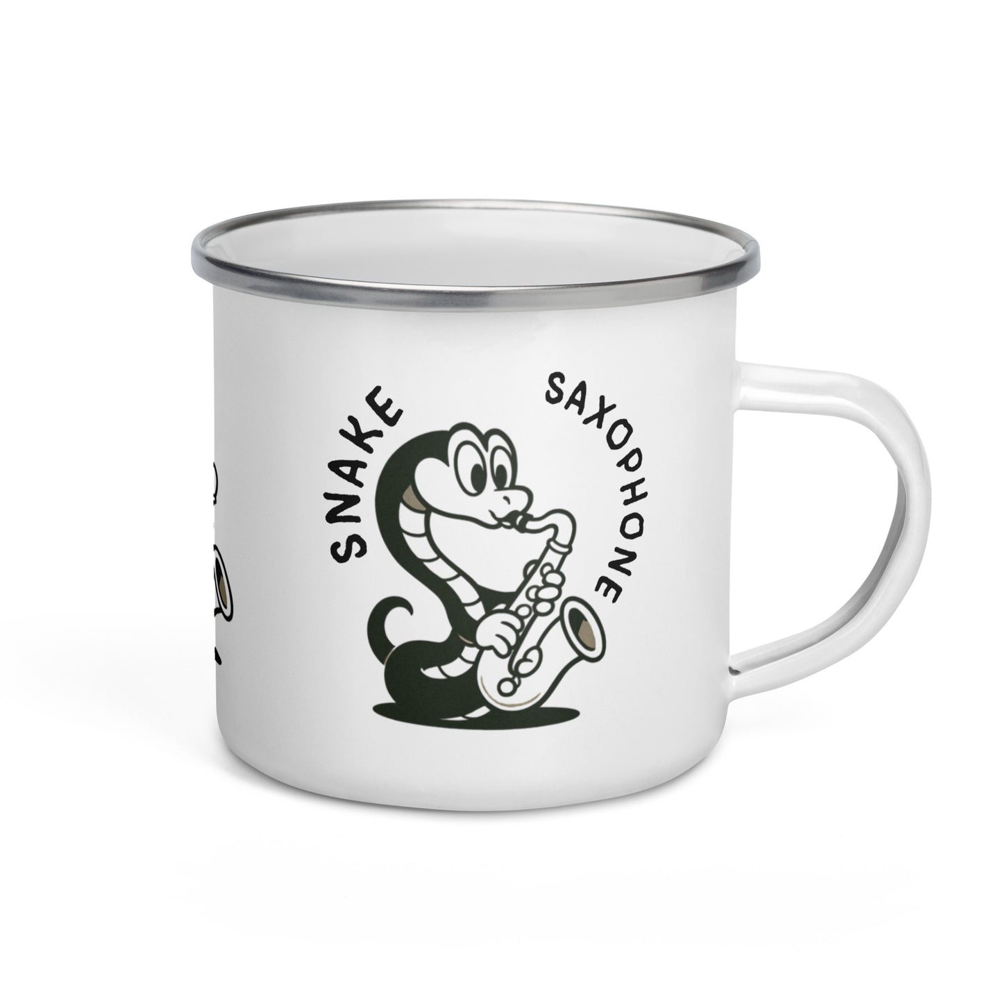 Snake / Saxophone -- "Animals with Instruments" Enamel Mug, 12 oz