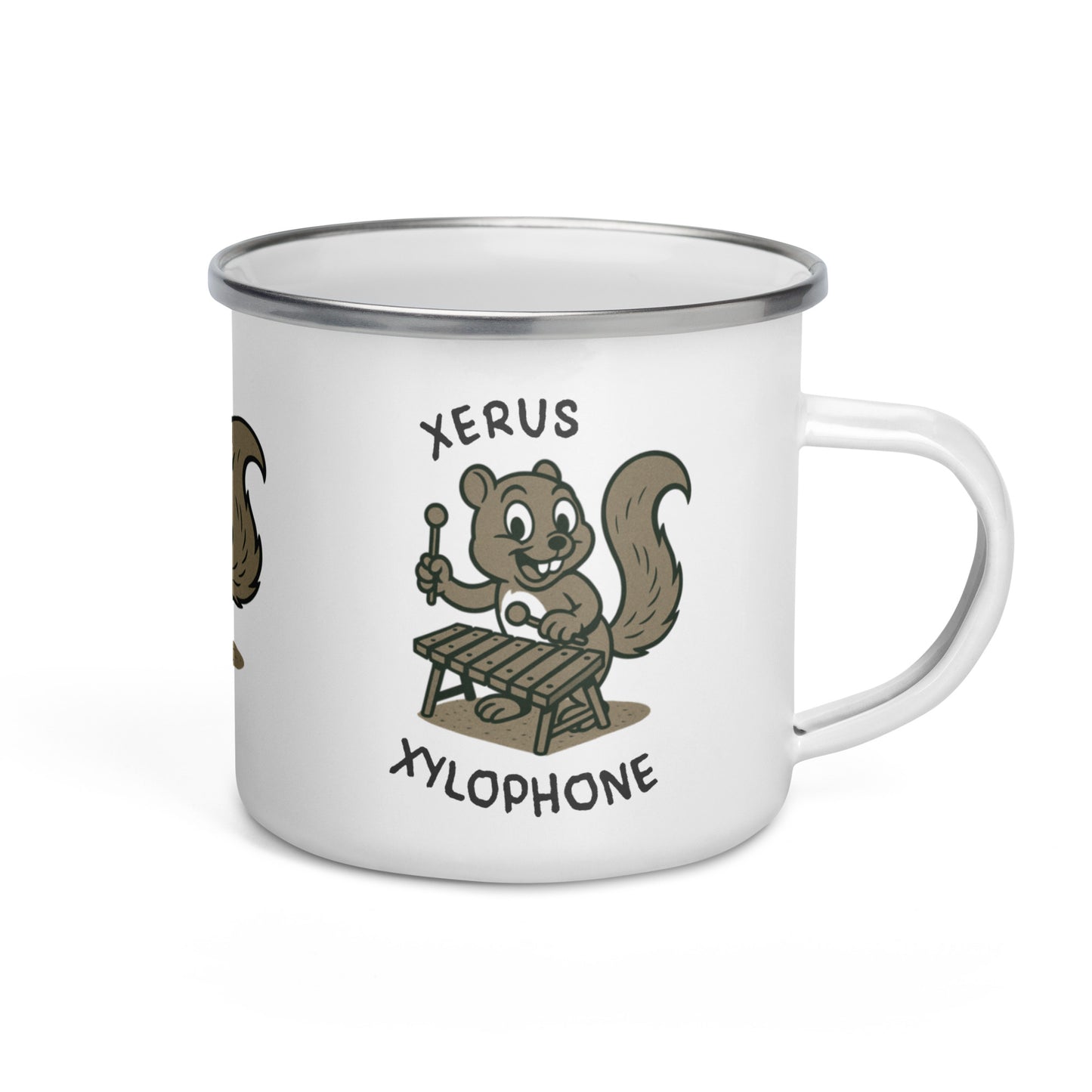Xerus / Xylophone -- "Animals with Instruments" Enamel Mug, 12 oz