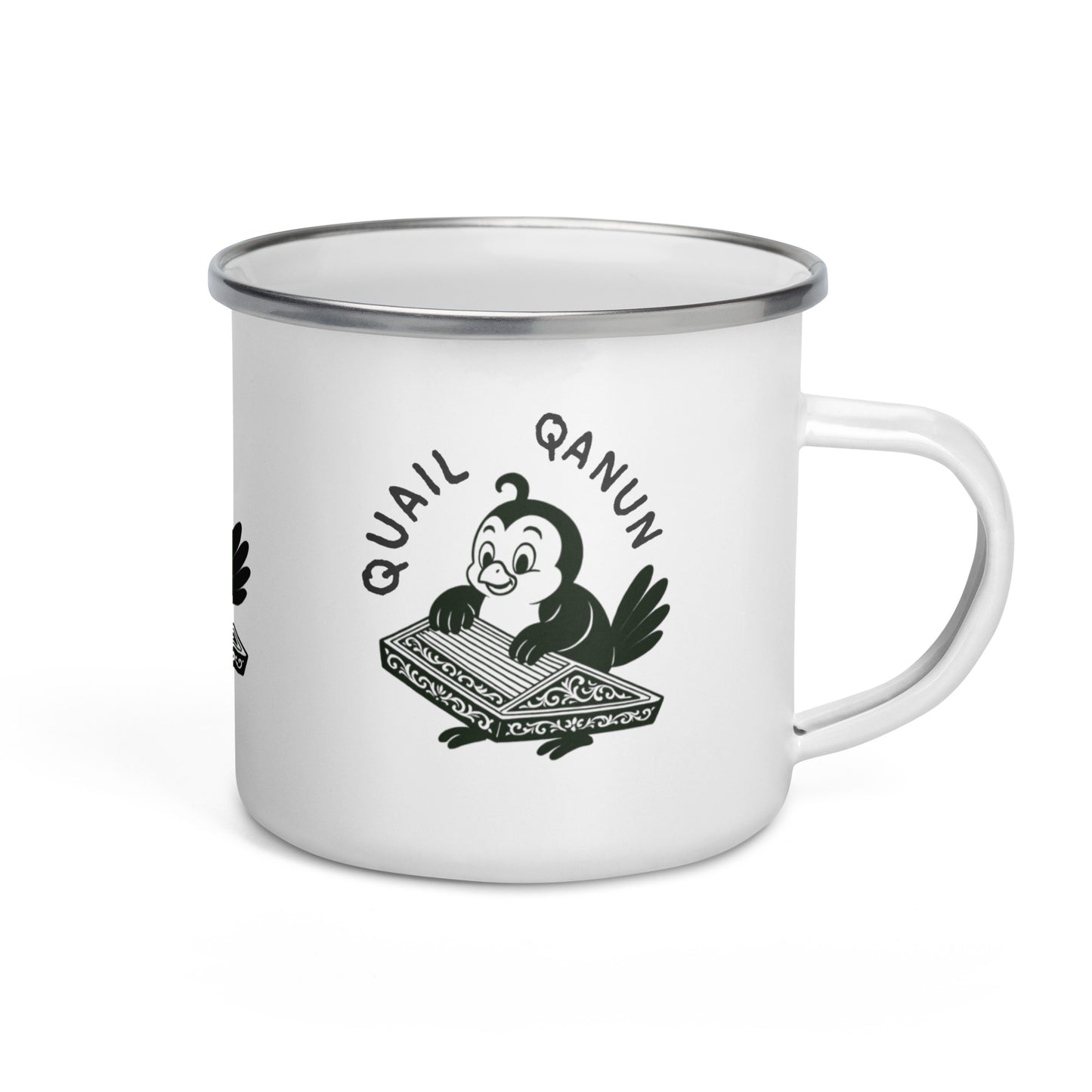 Quail / Qanun -- "Animals with Instruments" Enamel Mug, 12 oz