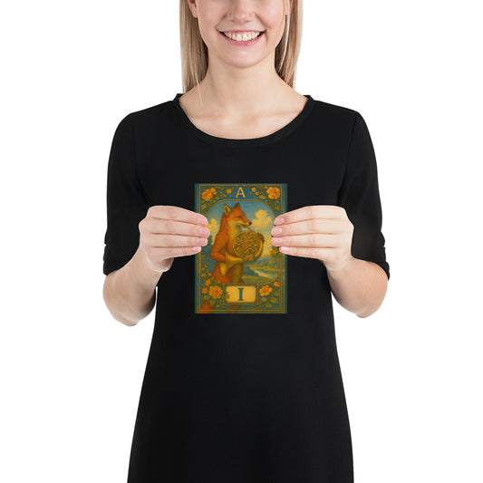 Mini-Poster with A. I. monogram, 5x7: "Fox with French Horn"