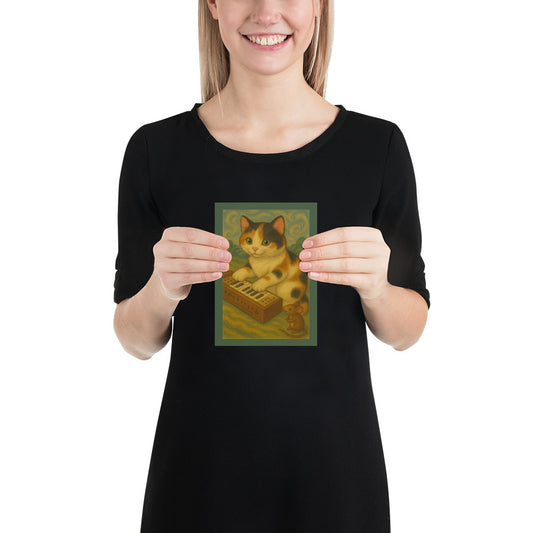 Mini-Poster, 5x7: "Cat Plays with Mouse"