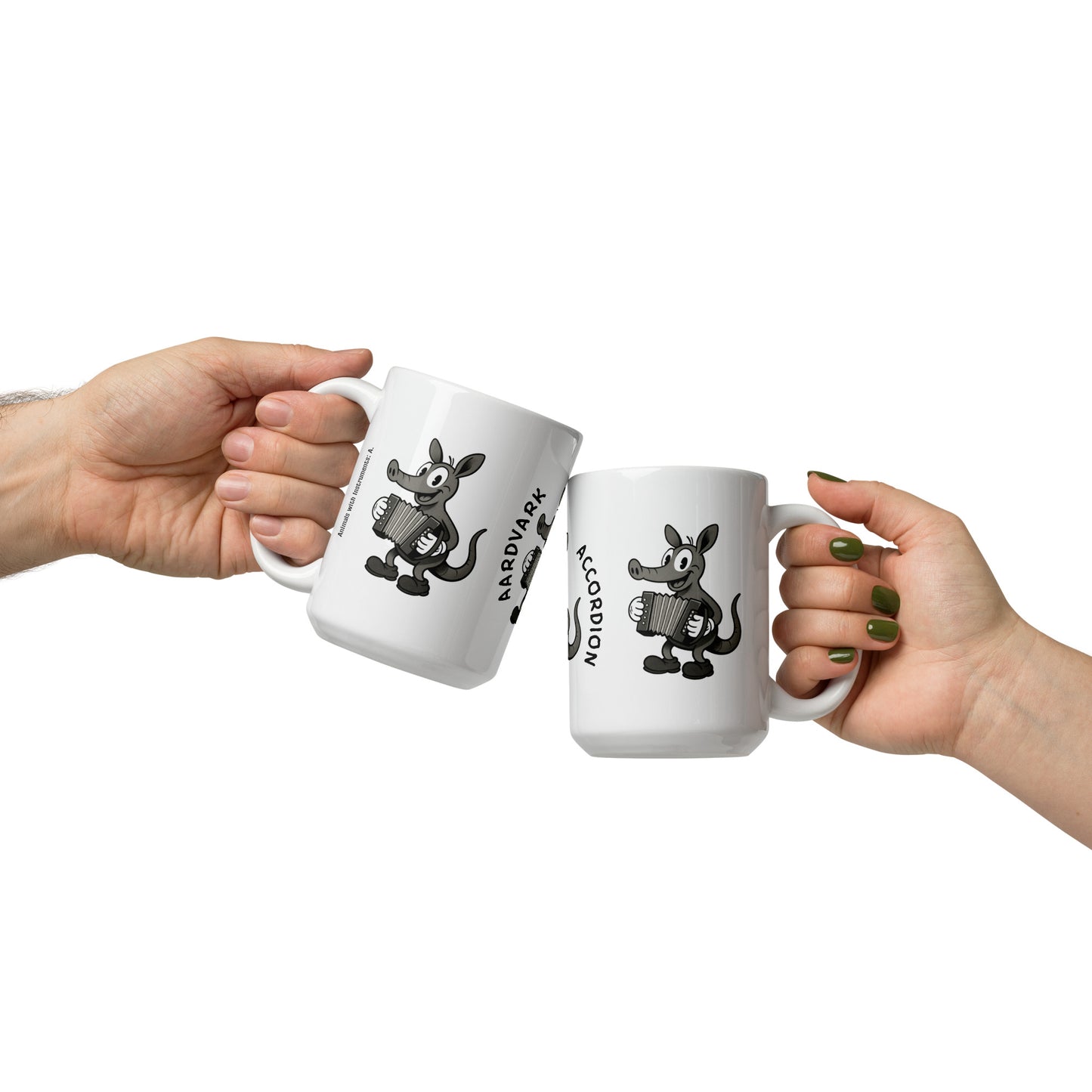Aardvark / Accordion -- "Animals with Instruments" Ceramic Mug, 15 oz