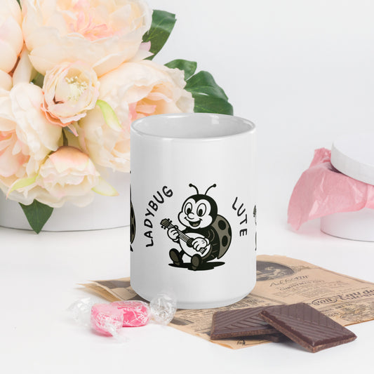 Ladybug / Lute -- "Animals with Instruments" Ceramic Mug, 15 oz