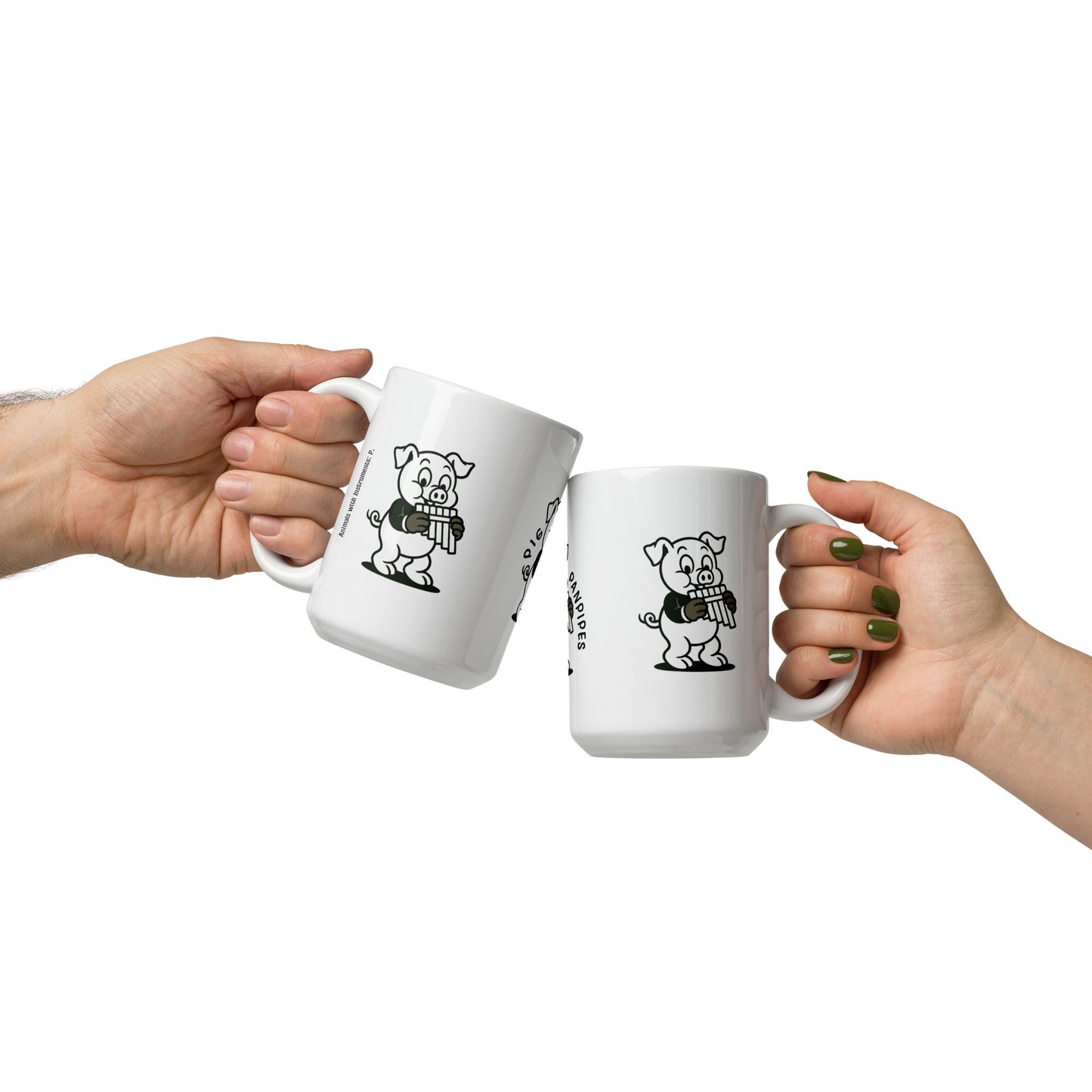 Pig / Panpipes -- "Animals with Instruments" Ceramic Mug, 15 oz