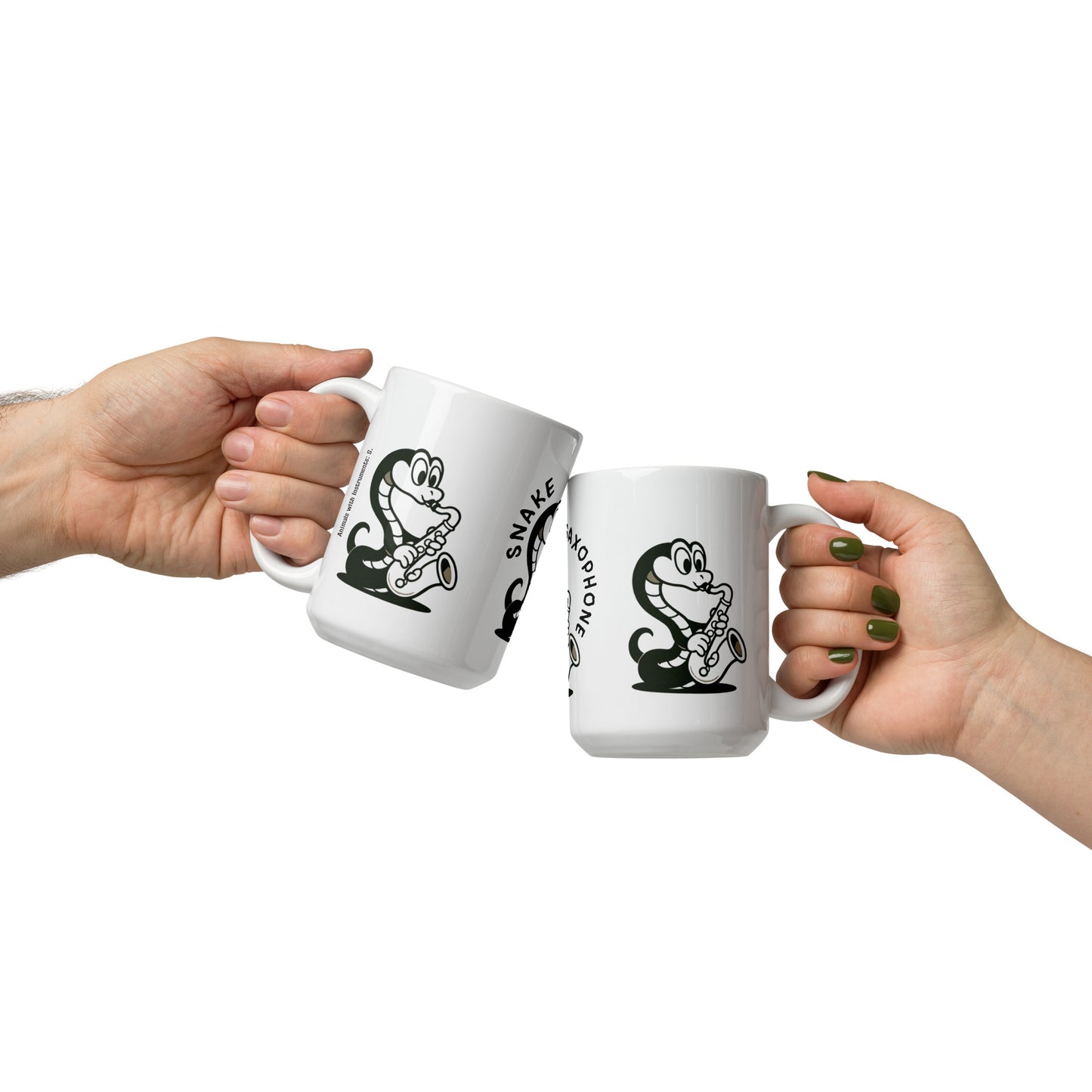 Snake / Saxophone -- "Animals with Instruments" Ceramic Mug, 15 oz