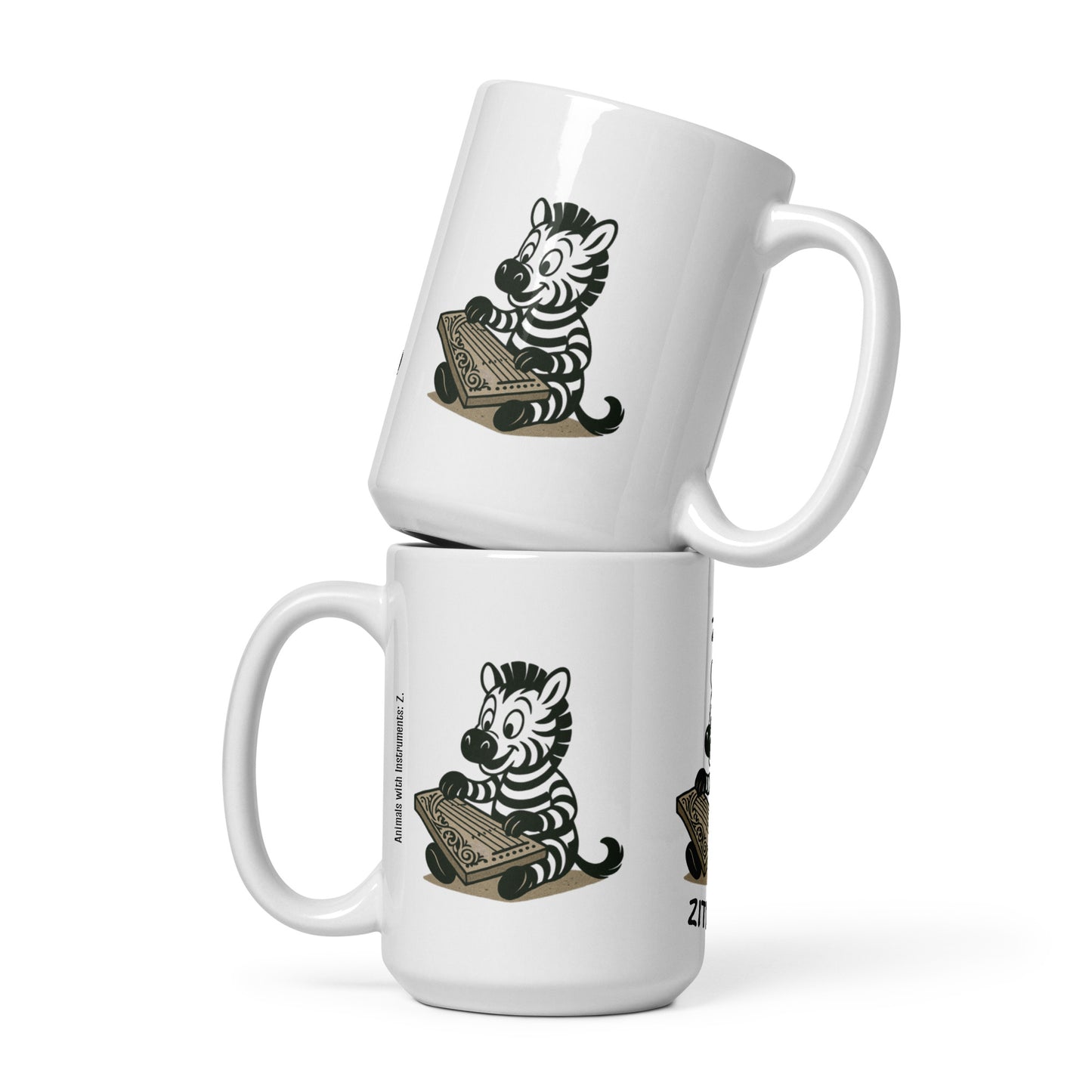 Zebra / Zither -- "Animals with Instruments" Ceramic Mug, 15 oz