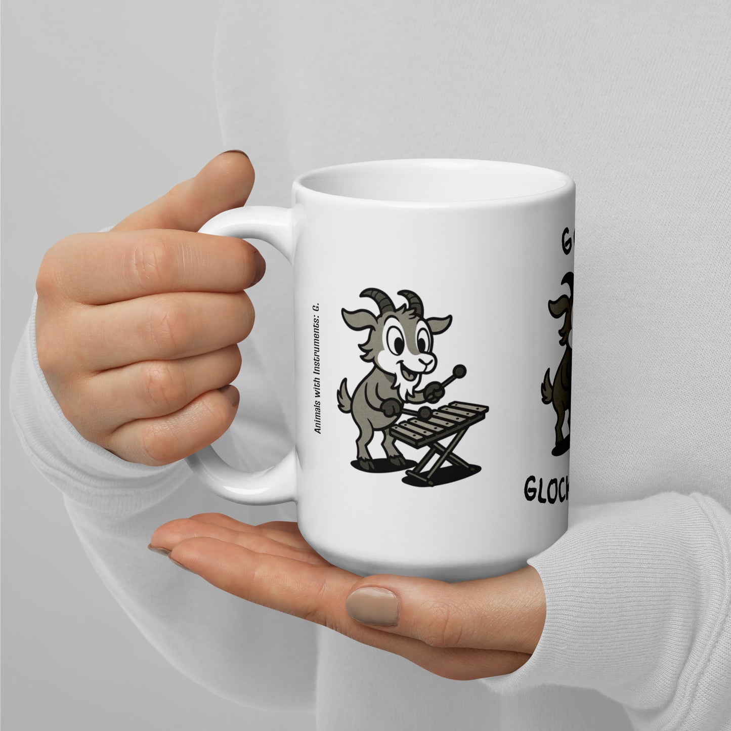 Goat / Glockenspiel -- "Animals with Instruments" Ceramic Mug, 15 oz
