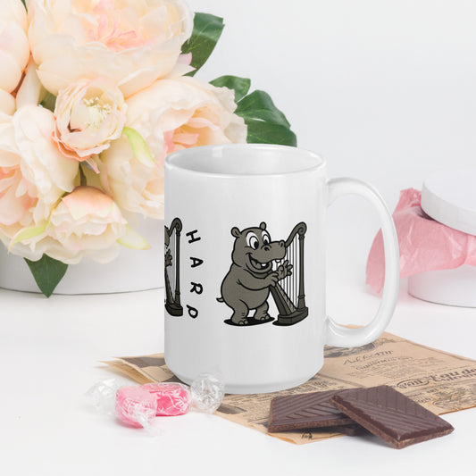 Hippopotamus / Harp -- "Animals with Instruments" Ceramic Mug, 15 oz