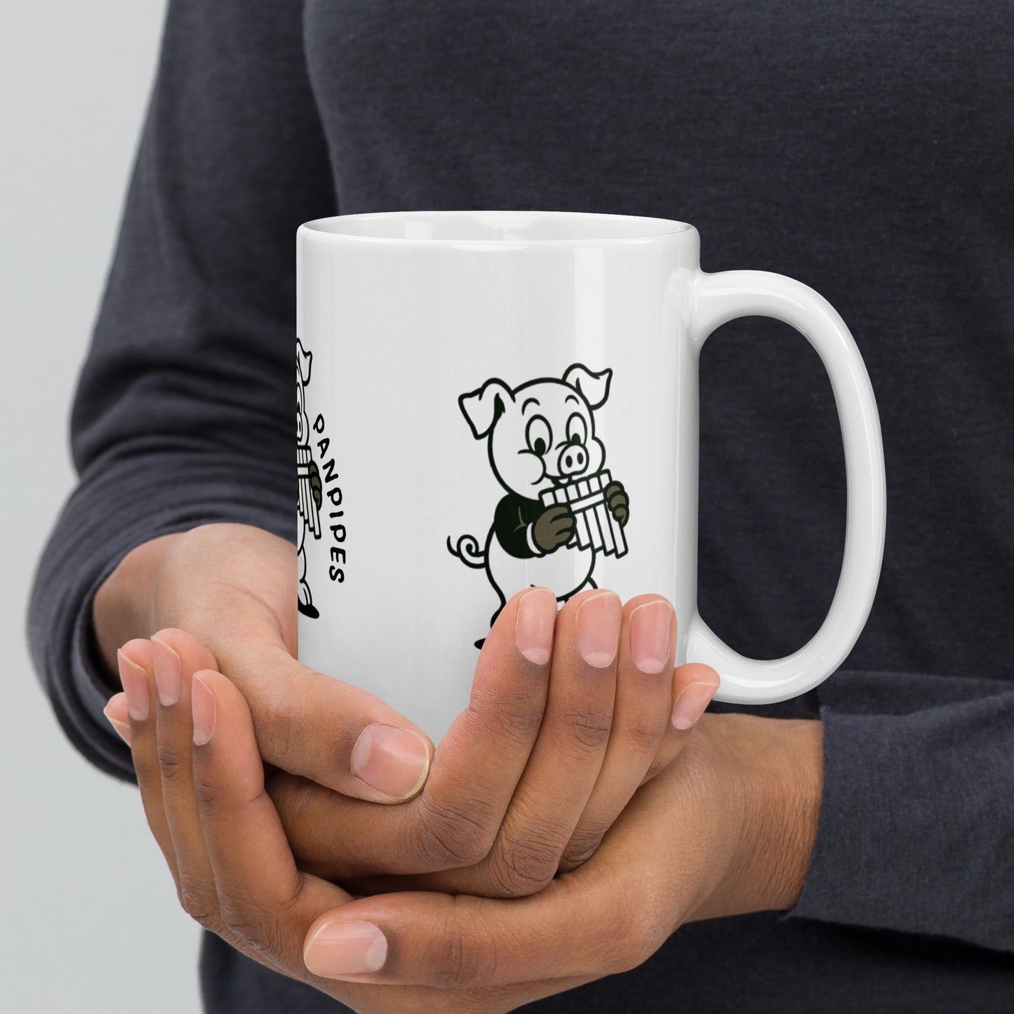 Pig / Panpipes -- "Animals with Instruments" Ceramic Mug, 15 oz