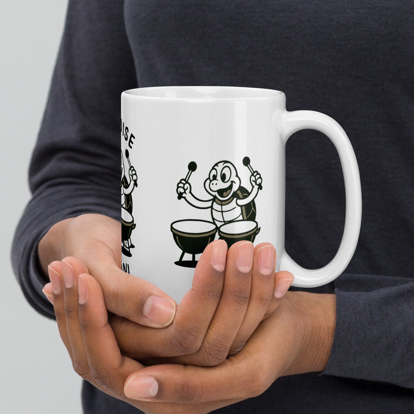 Tortoise / Timpani -- "Animals with Instruments" Ceramic Mug, 15 oz