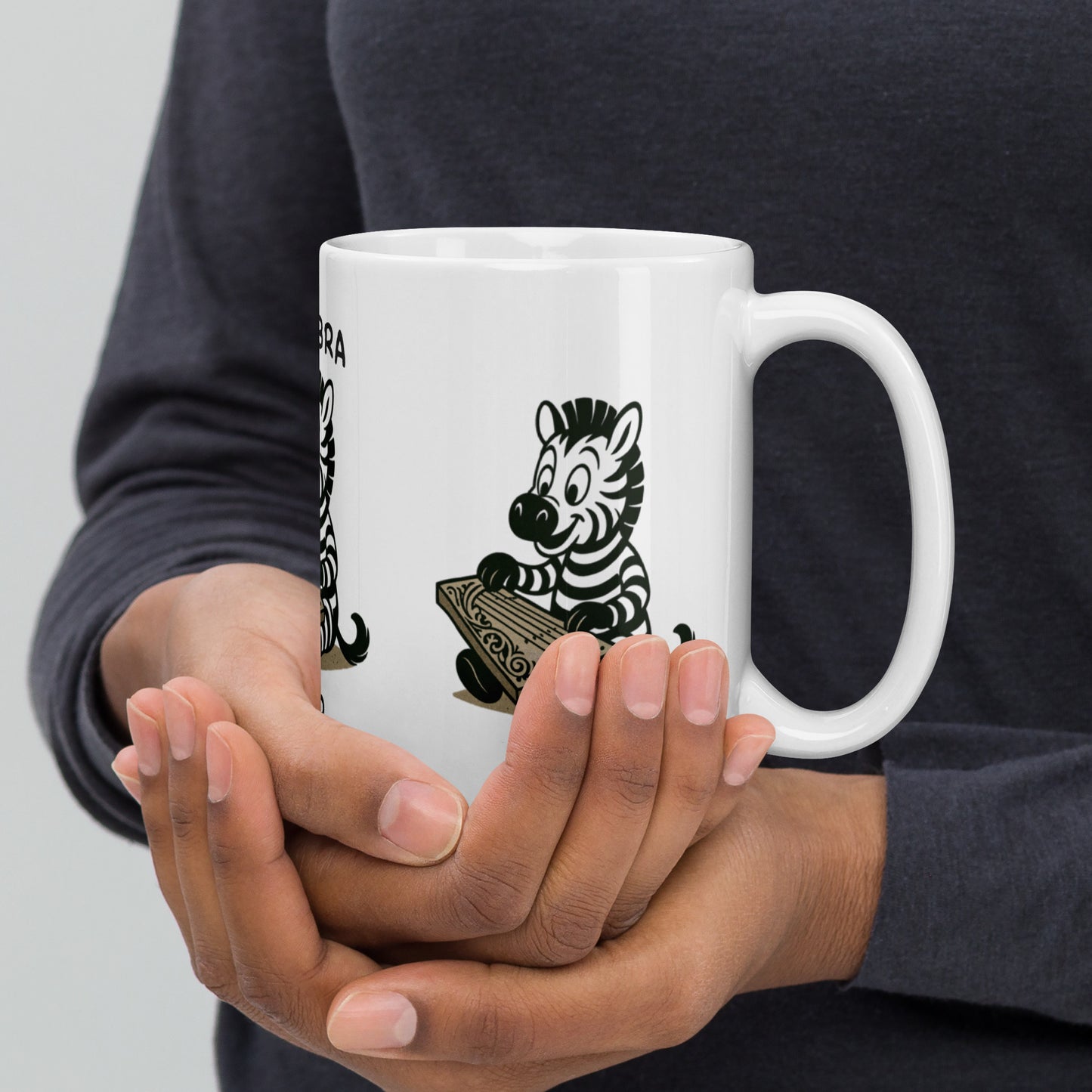 Zebra / Zither -- "Animals with Instruments" Ceramic Mug, 15 oz