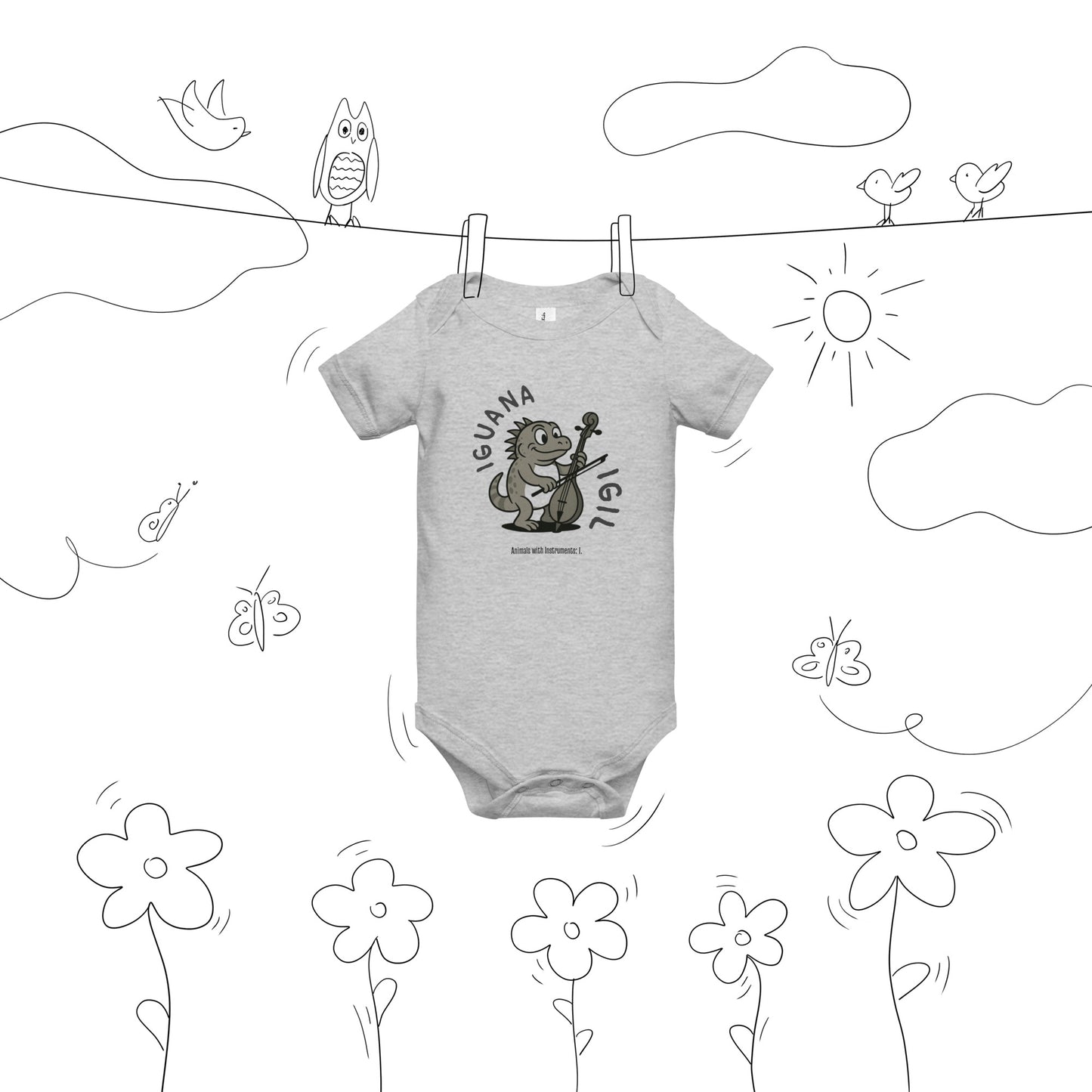 Iguana / Igil -- "Animals with Instruments" Baby One-piece