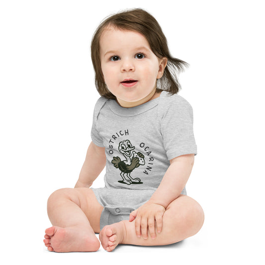 Ostrich / Ocarina -- "Animals with Instruments" Baby One-piece