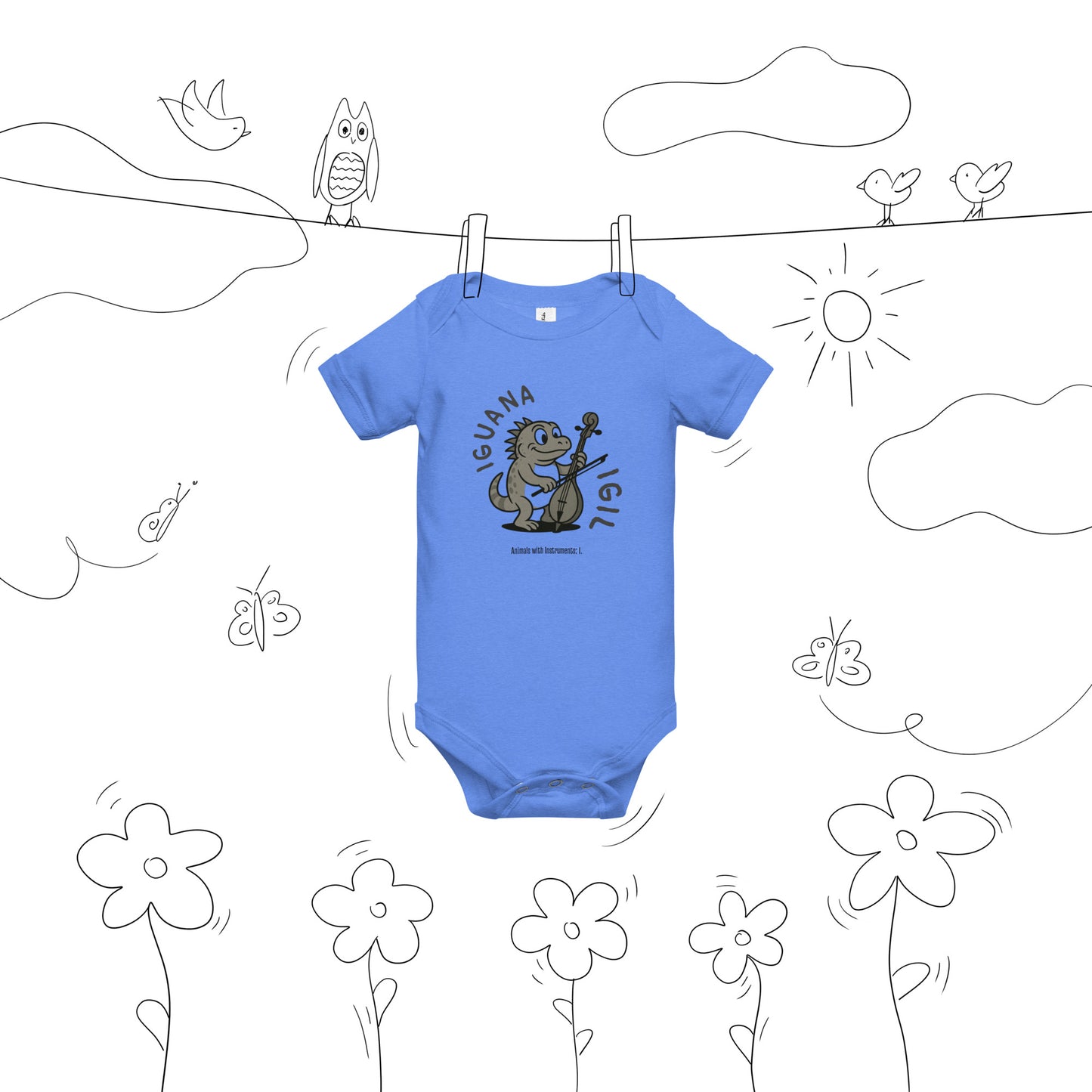 Iguana / Igil -- "Animals with Instruments" Baby One-piece