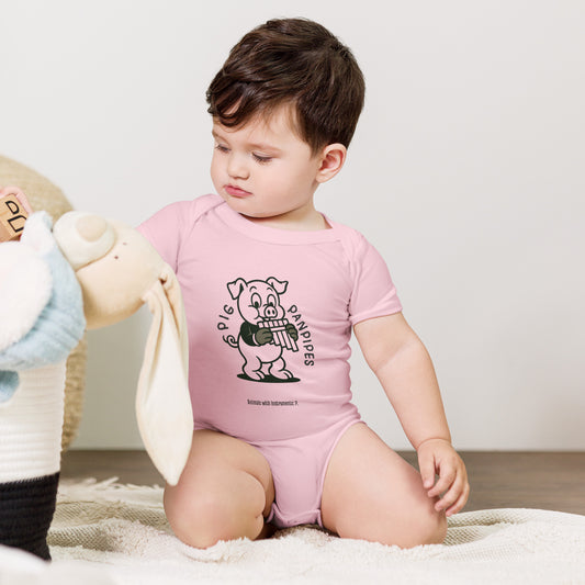 Pig / Panpipes -- "Animals with Instruments" Baby One-piece
