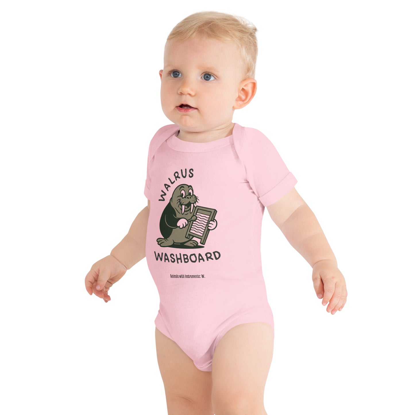 Walrus / Washboard -- "Animals with Instruments" Baby One-piece