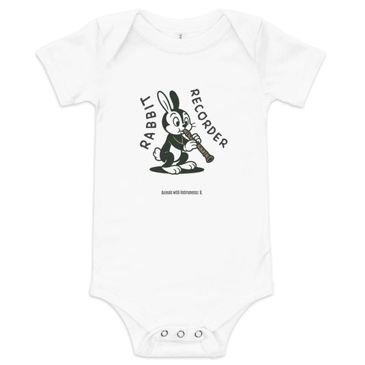 Rabbit / Recorder -- "Animals with Instruments" Baby One-piece