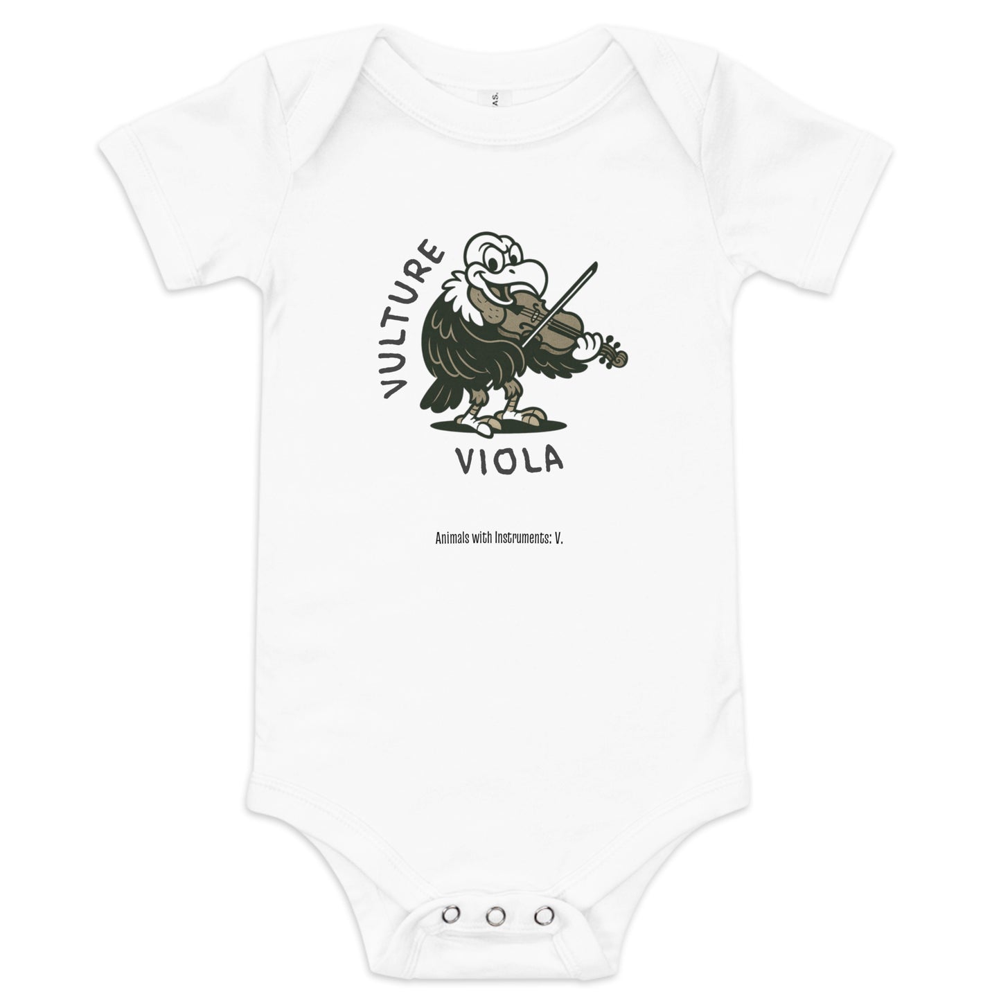 Vulture / Viola -- "Animals with Instruments" Baby One-piece