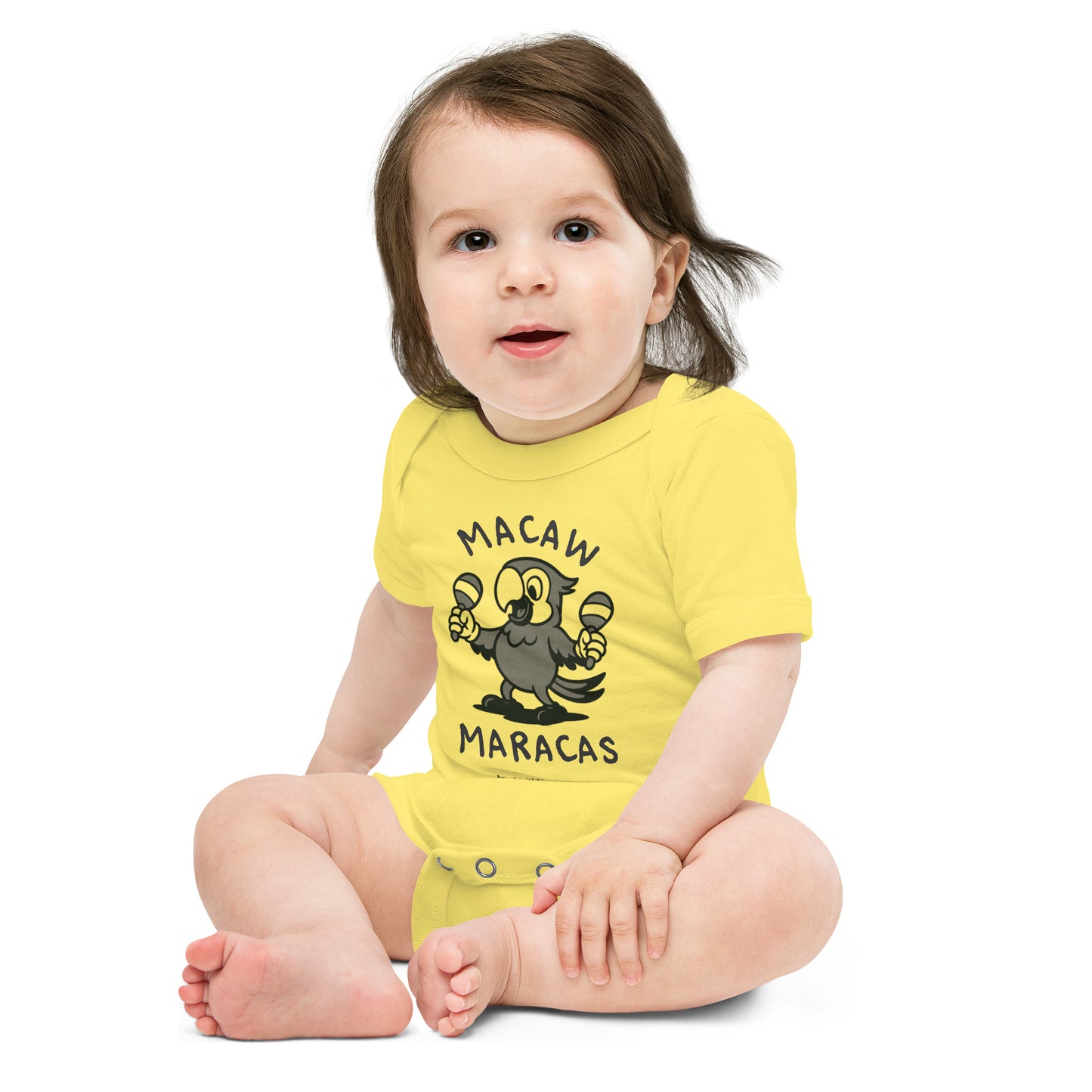Macaw / Maracas -- "Animals with Instruments" Baby One-piece