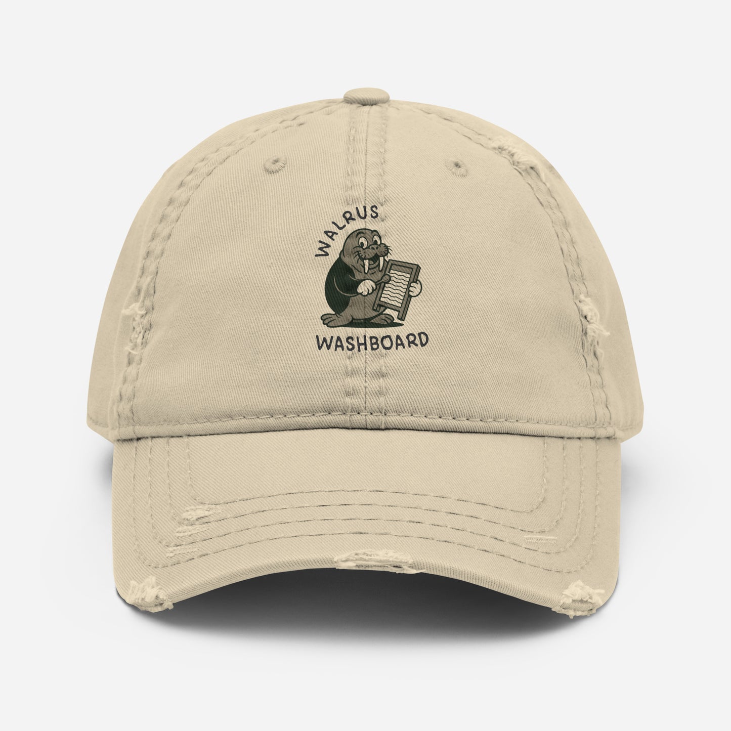Walrus / Washboard -- "Animals with Instruments" Distressed Hat
