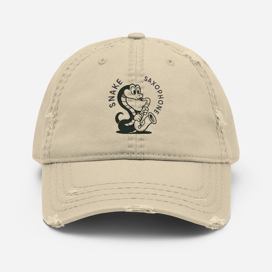 Snake / Saxophone -- "Animals with Instruments" Distressed Hat