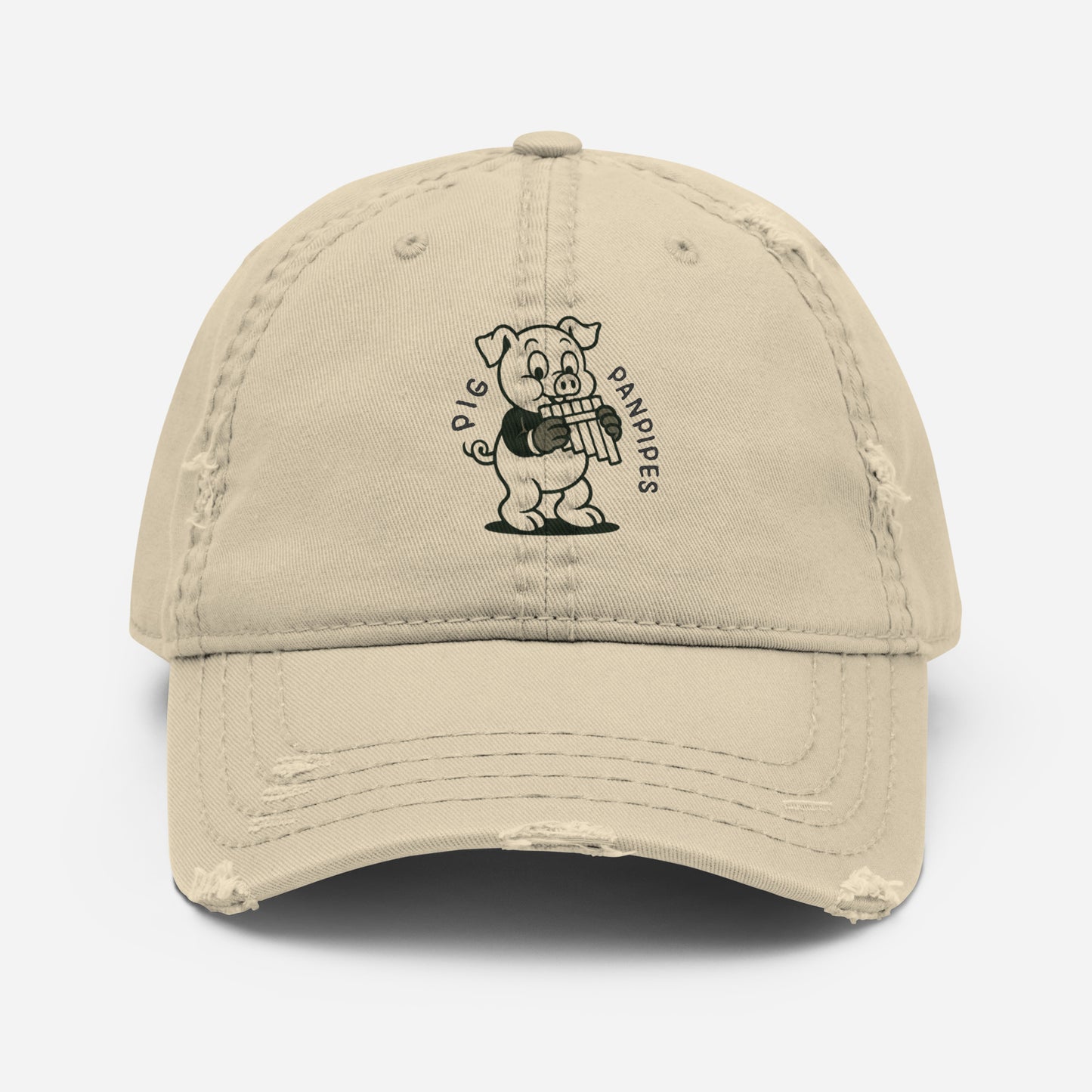 Pig / Panpipes -- "Animals with Instruments" Distressed Hat