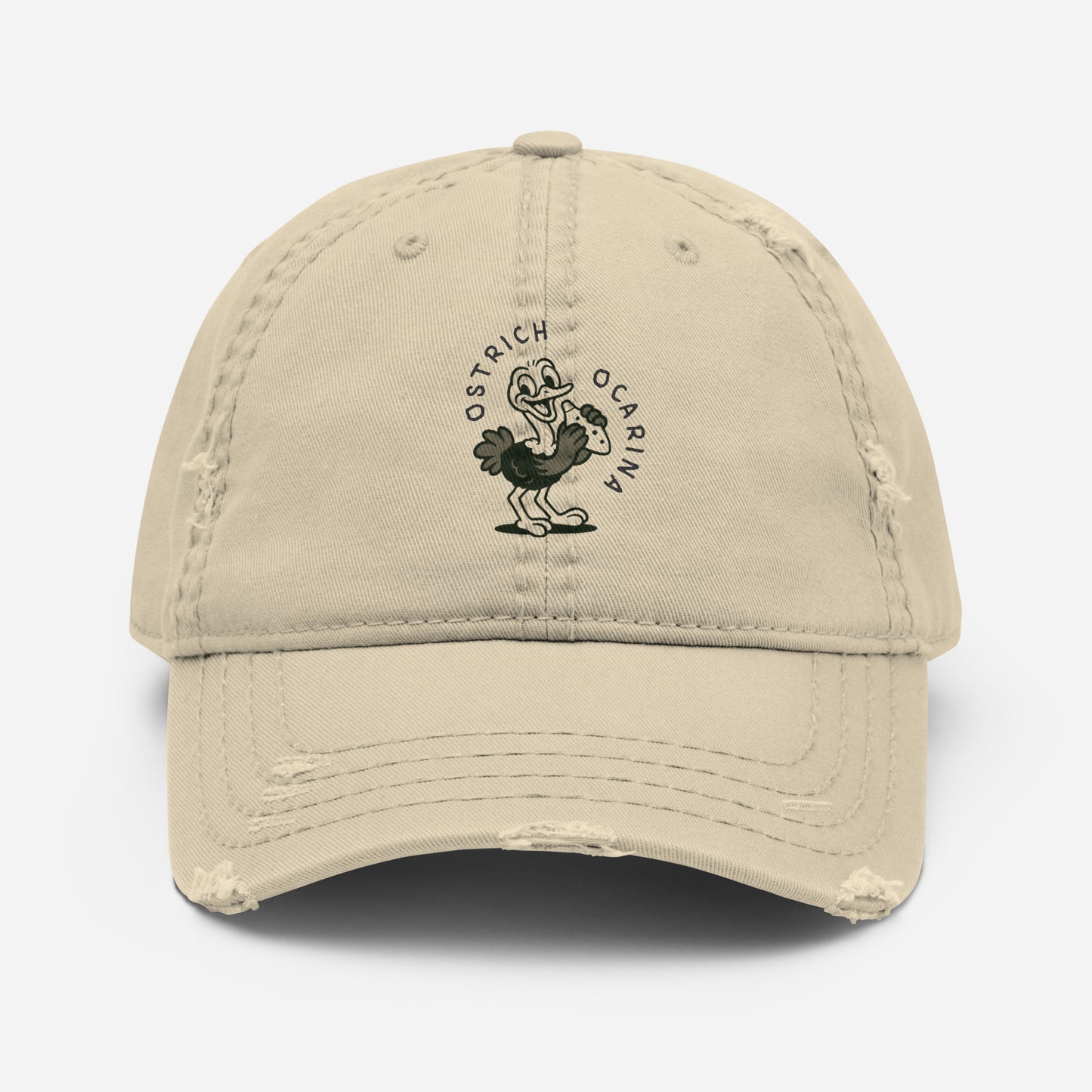 Ostrich / Ocarina -- "Animals with Instruments" Distressed Hat