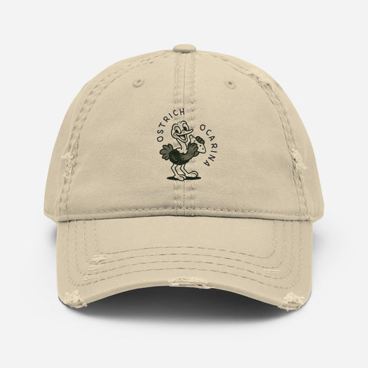 Ostrich / Ocarina -- "Animals with Instruments" Distressed Hat