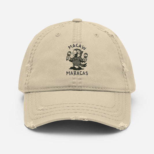 Macaw / Maracas -- "Animals with Instruments" Distressed Hat