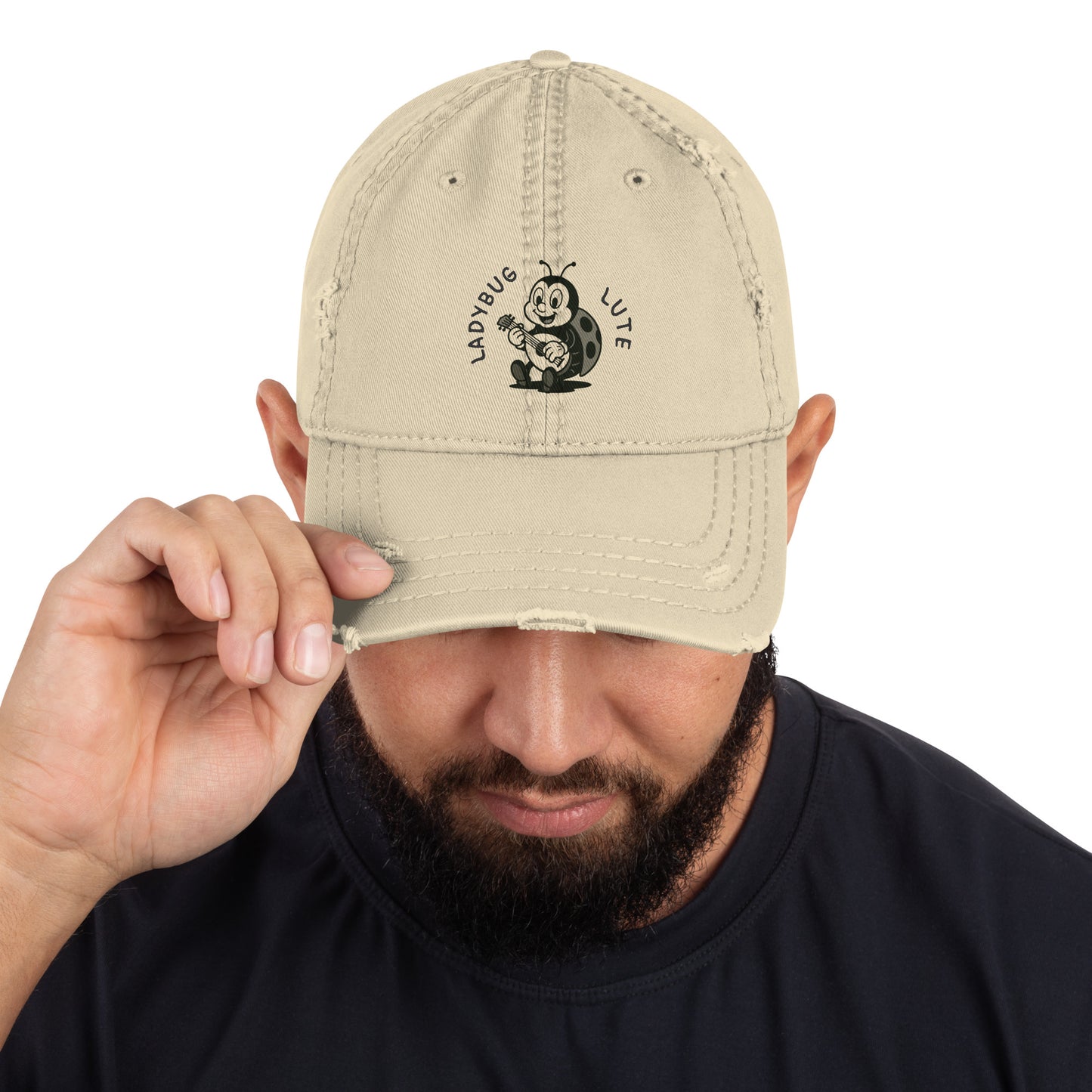 Ladybug / Lute -- "Animals with Instruments" Distressed Hat