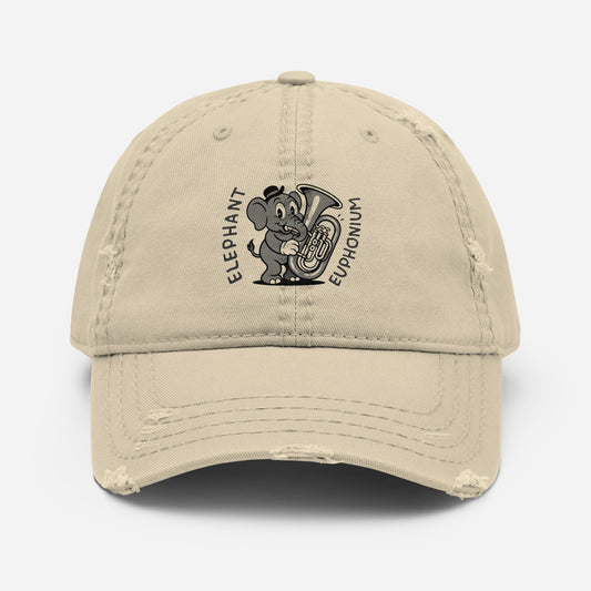 Elephant / Euphonium -- "Animals with Instruments" Distressed Hat