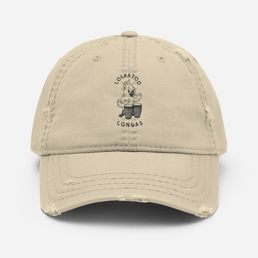 Cockatoo / Congas -- "Animals with Instruments" Distressed Hat