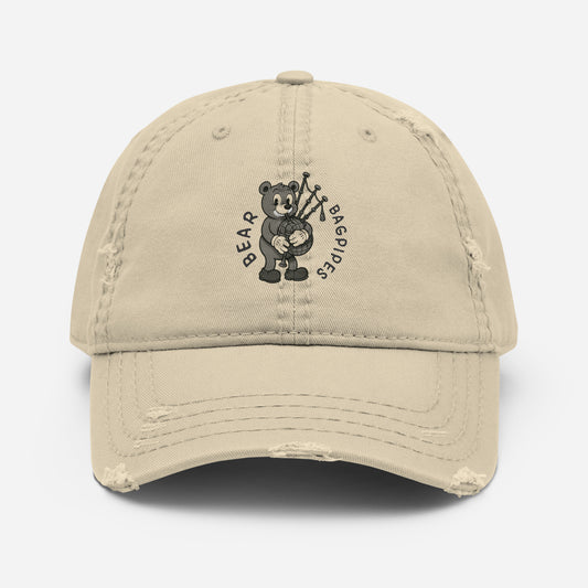 Bear / Bagpipes -- "Animals with Instruments" Distressed Hat