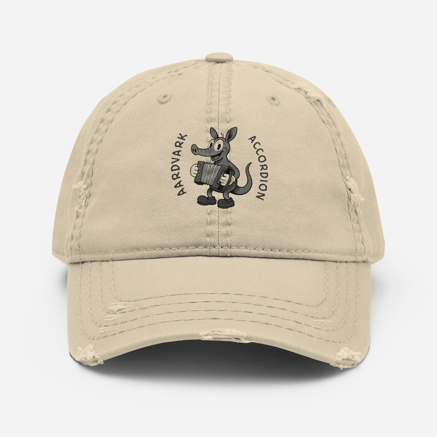 Aardvark / Accordion -- "Animals with Instruments" Distressed Hat