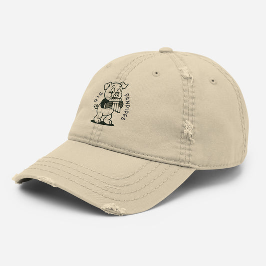 Pig / Panpipes -- "Animals with Instruments" Distressed Hat