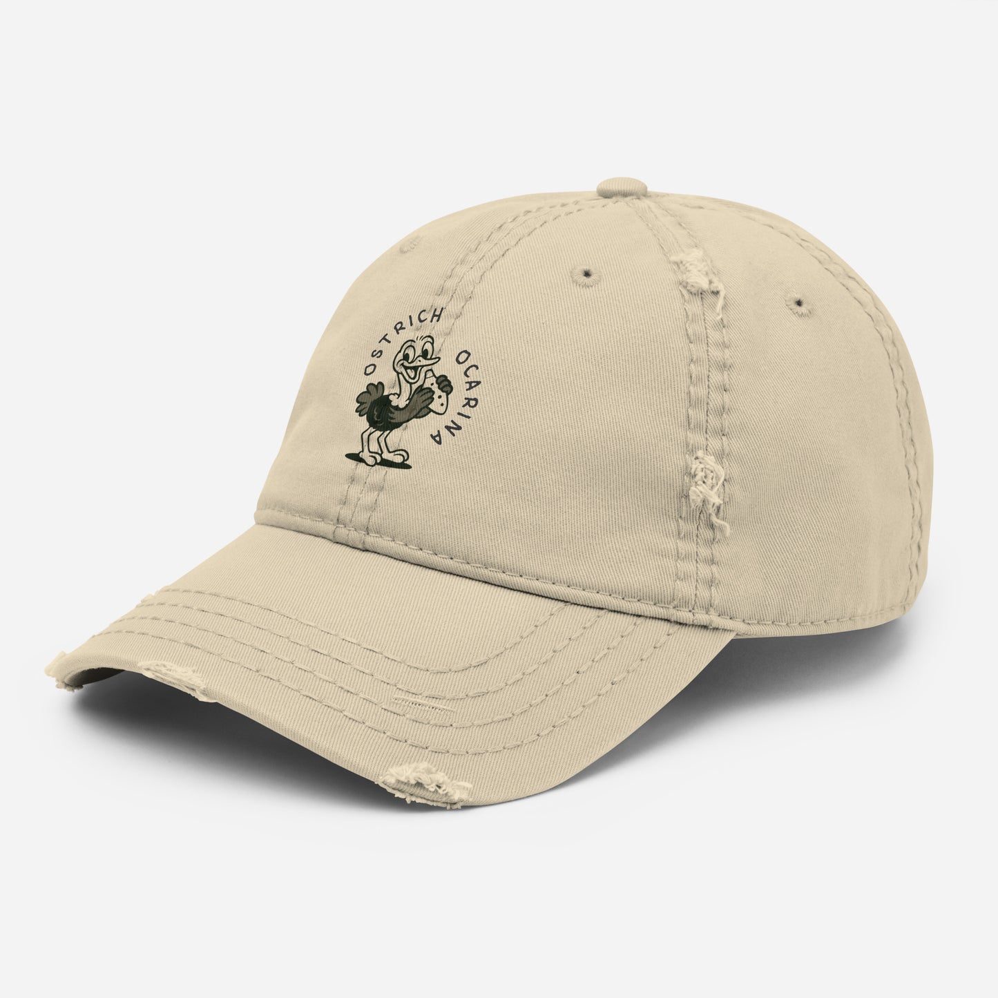 Ostrich / Ocarina -- "Animals with Instruments" Distressed Hat